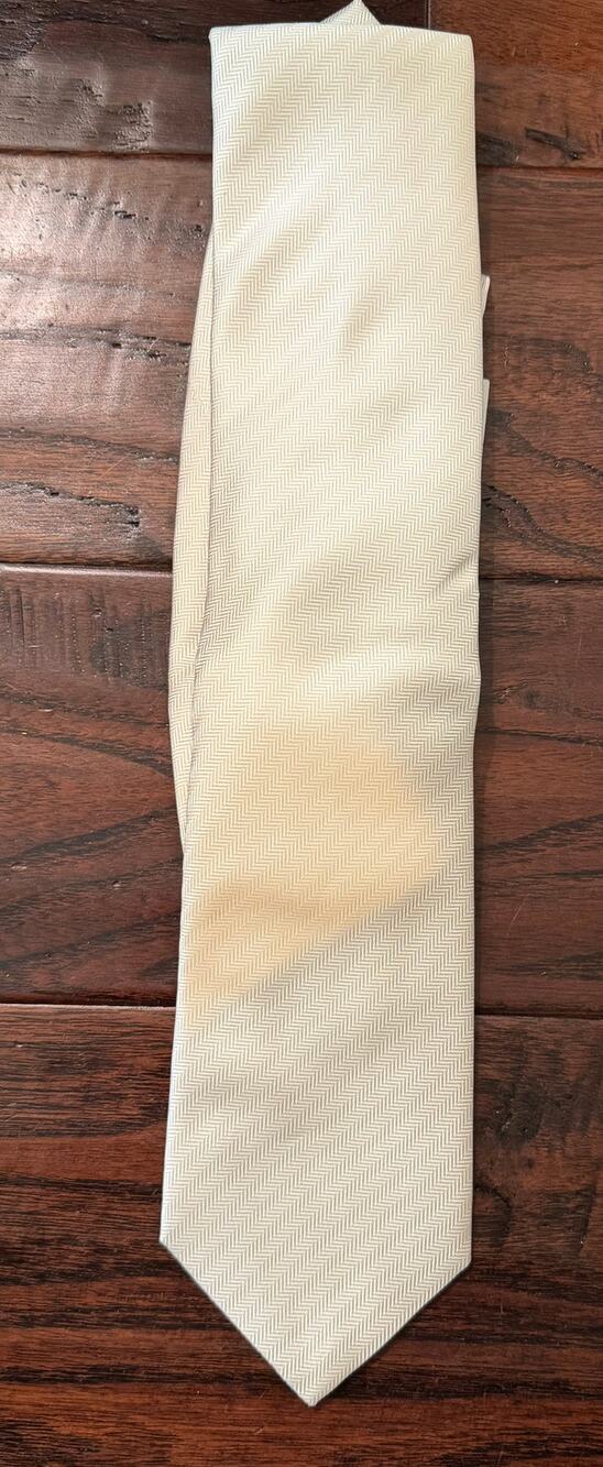 $195 Eton Men's Ivory Herringbone Silk Tie Off White Formal Wedding NWT Italy